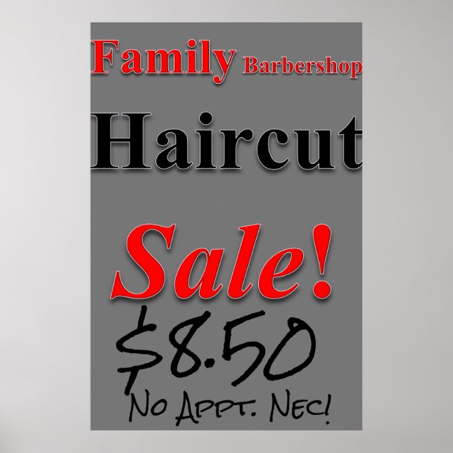 Family Barbershop Haircut Sale Beauty Salon Poster (Front)