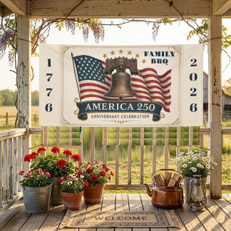 Family BBQ America 250 Anniversary 1776-2026 Rural Banner