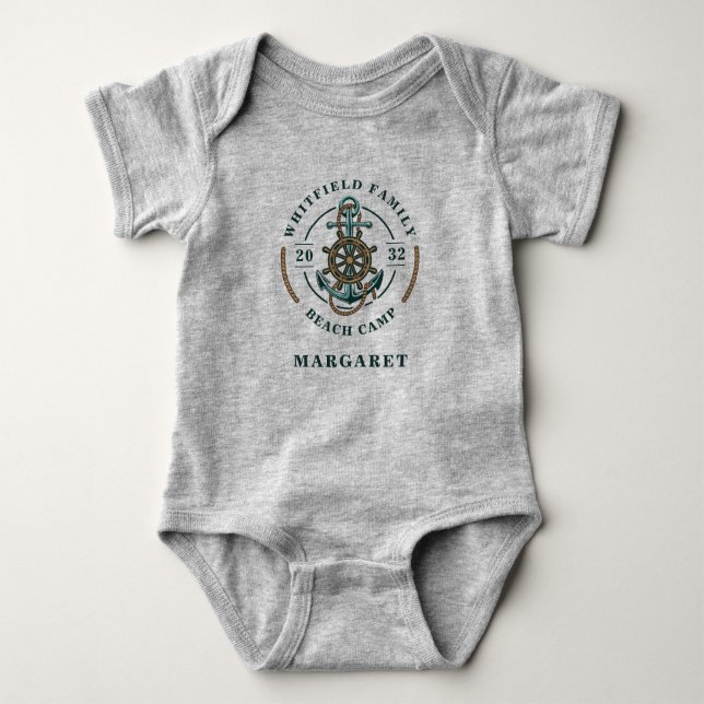 Family Beach Camp Nautical Baby Shower Custom Baby Bodysuit (Front)