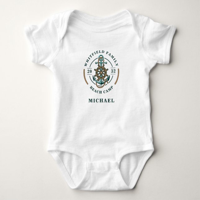 Family Beach Camp Nautical Family Matching Sailing Baby Bodysuit (Front)