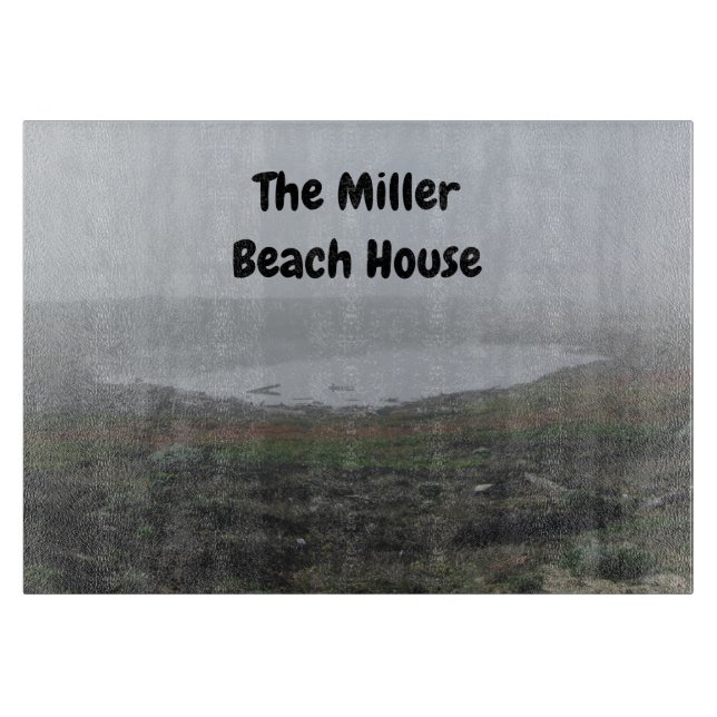 Family Beach House Foggy Morning Beach Dunes Fog Cutting Board (Front)