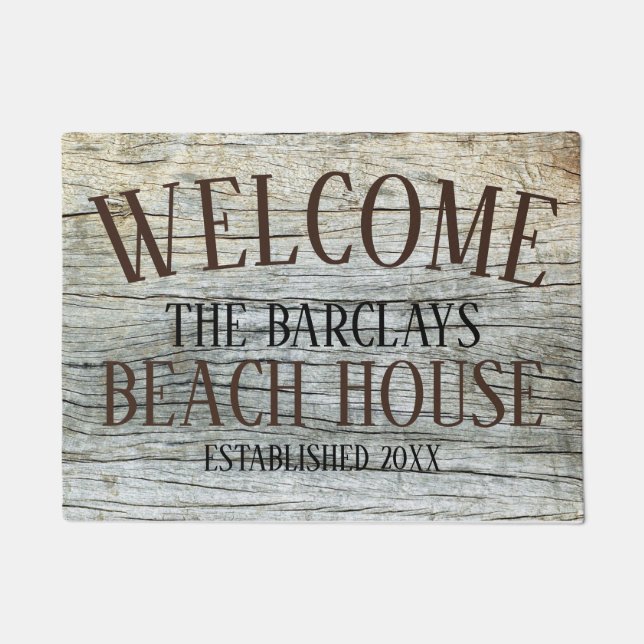 Family Beach House Rustic Doormat (Front)
