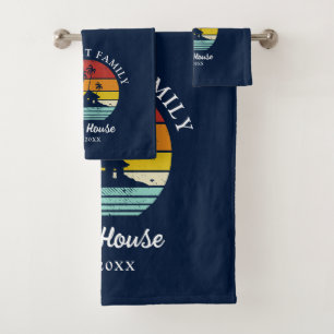 Family Beach House Seaside Personalised Matching Bath Towel Set