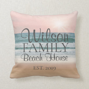 Family Beach House Summer Sunset  Cushion