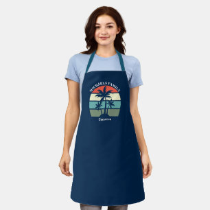 Family Beach House Sunset Summer Palm Tree Custom Apron