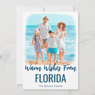 Family Beach Photo Christmas Card Watercolor State