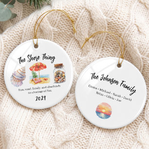 Family Beach Trip Group Ceramic Ornament