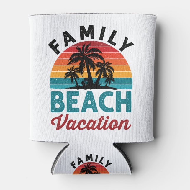 Family Beach Vacation Can Cooler (Front)