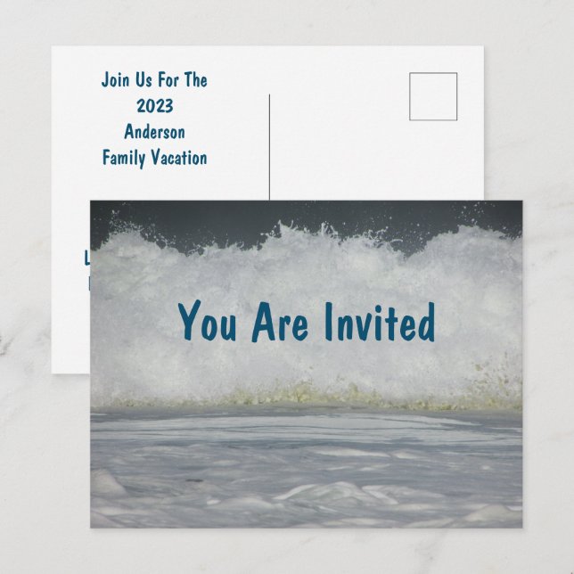Family Beach Vacation Summer Destination Invite Postcard (Front/Back)