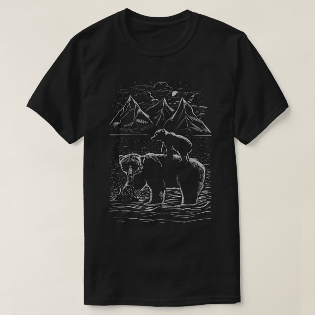 Family Bear Drawing Wildlife  T-Shirt (Design Front)