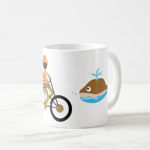 family biking and a whale mug
