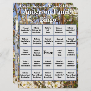 Family Bingo Card White Blossoming Tree Photo