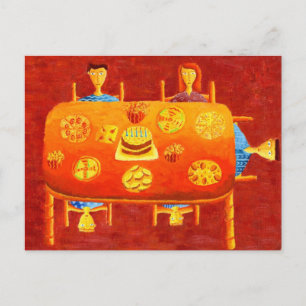 Family Birthday Tea Painting Postcard