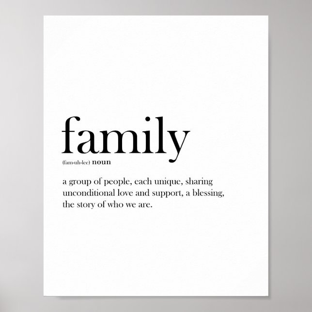 Family  black and white, scandi typography poster (Front)