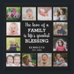 Family Blessing Quote 12 Photo Collage Black  Faux Canvas Print<br><div class="desc">A photo canvas art with 'The love of a family is life’s greatest blessing' quote framed by 12 of your favourite photos.A memorable keepsake gift for holidays.</div>