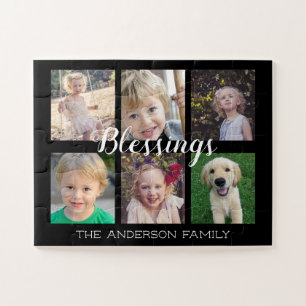 Family Blessings   6 Photo Collage Jigsaw Puzzle