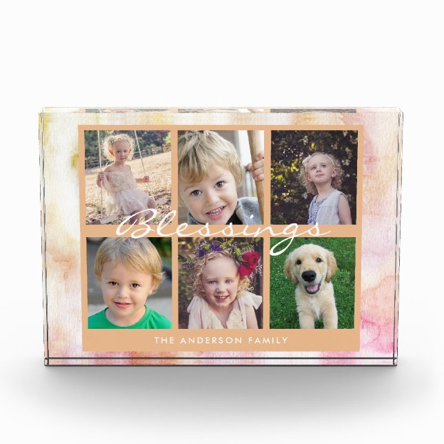 Family Blessings | 6 Photo Collage Photo Block (Front)