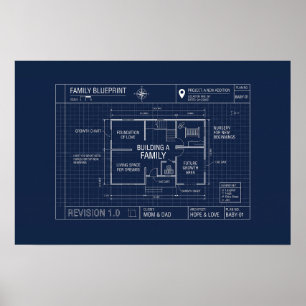 Family Blueprint Baby Announcement Poster