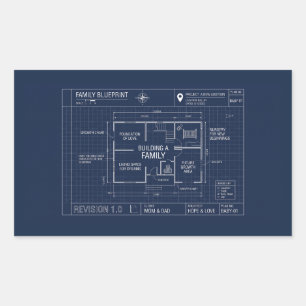 Family Blueprint Baby Announcement Rectangular Sticker