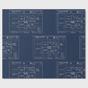 Family Blueprint Baby Announcement Wrapping Paper