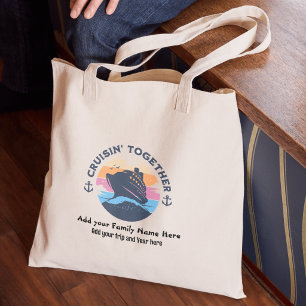 Family Blues Cruising Together PERSONALIZE Tote Bag