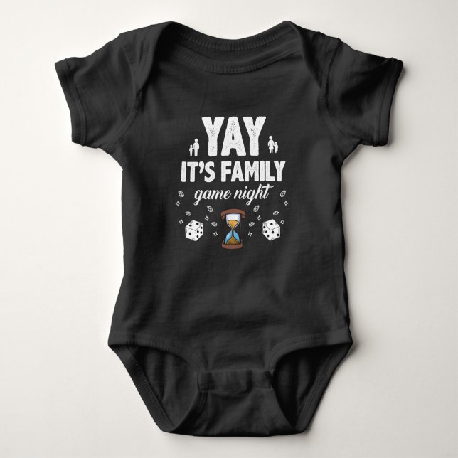 Family Board Game Night Joy Gift Sandglass Dice Baby Bodysuit (Front)