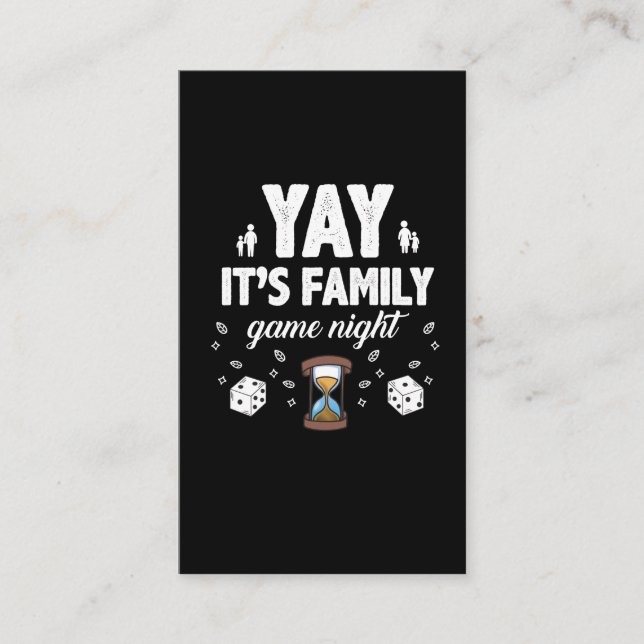 Family Board Game Night Joy Gift Sandglass Dice Business Card (Front)