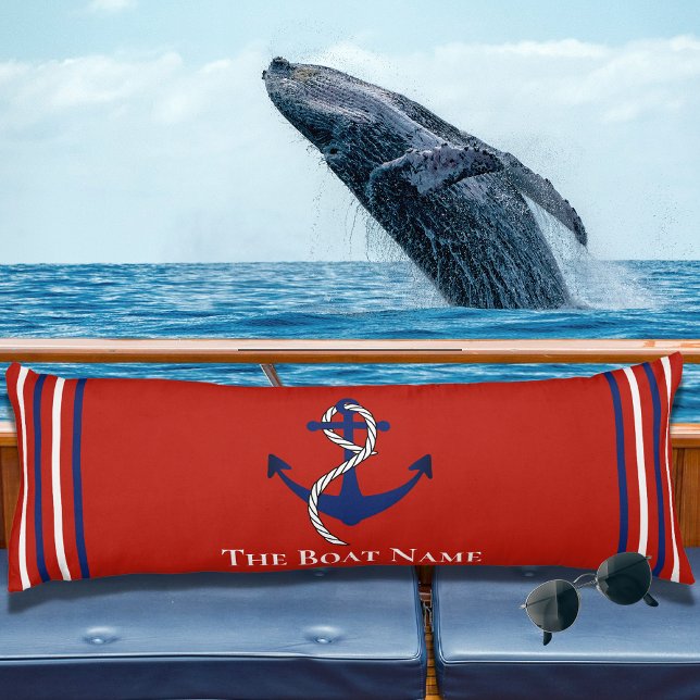 Family Boat Name  Anchor Rope Nautical Red Blue Body Cushion (Creator Uploaded)