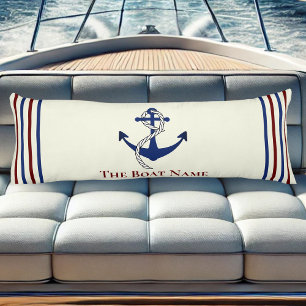 Family Boat Name Cream Brown Anchor Rope Nautical Body Cushion