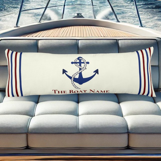 Family Boat Name Cream Brown Anchor Rope Nautical Body Cushion (Creator Uploaded)