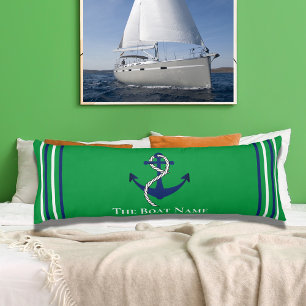 Family Boat Name Green Blue Anchor Rope Nautical  Body Cushion