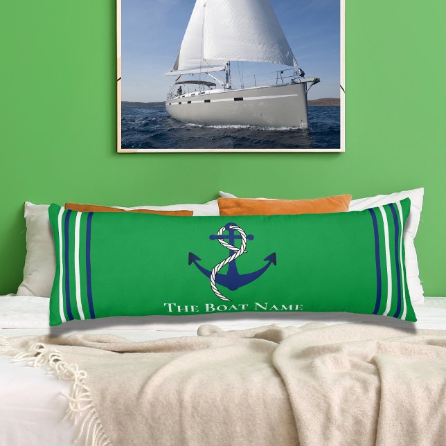 Family Boat Name Green Blue Anchor Rope Nautical  Body Cushion (Creator Uploaded)