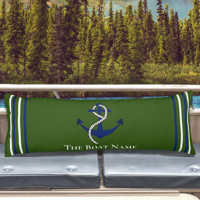 Family Boat Name Olive Green Anchor Rope Nautical  Body Cushion (Creator Uploaded)