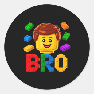 Family brother master builder building brick classic round sticker
