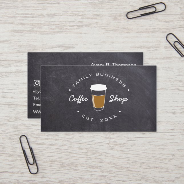 Family Business Coffee shop logo custom Business Card (Front/Back In Situ)