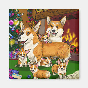 Family by the Christmas tree Magnet