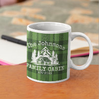 Family Cabin Green Plaid Themed Name Personalised