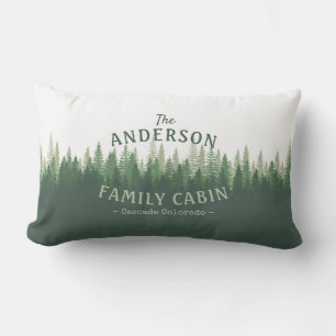 Family Cabin Location Pine Tree Forest Lumbar Cushion