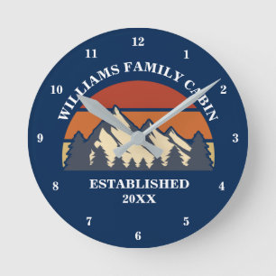 Family Cabin Mountains Custom Vacation House Round Clock
