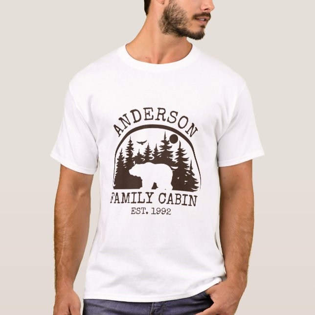 Family Cabin Name Personalised Rustic wooden T-Shirt (Front)