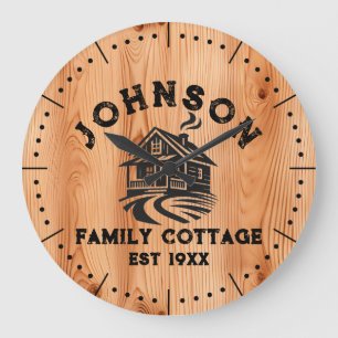 Family Cabin personalized cedar wood clock