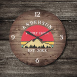 Family Cabin Rustic Retro Trees Family Name  Large Clock<br><div class="desc">Transform your home into a cosy retreat with our Family Cabin Rustic Retro Trees Family Name Large Clock. This charming timepiece brings the rustic beauty of the great outdoors right into your living space. Featuring a vintage-inspired design with rustic retro trees, it adds a touch of nostalgia to any room....</div>