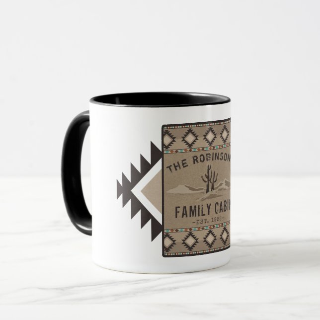 Family Cabin Rustic Southwest Native Tribal Cactus Mug (Front Left)