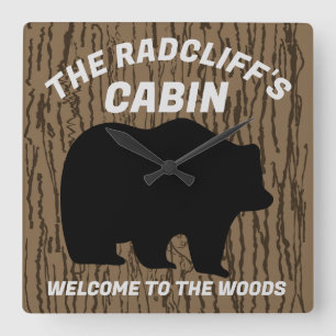 FAMILY CABIN RUSTIC WOOD CUSTOM WALL CLOCK