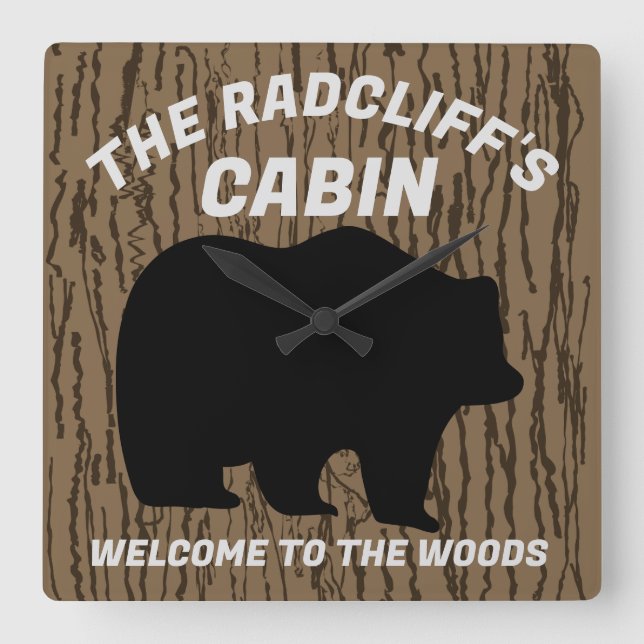 FAMILY CABIN RUSTIC WOOD CUSTOM WALL CLOCK (Front)