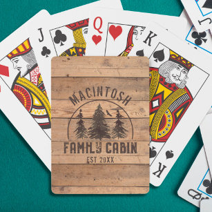 Family Cabin Rustic Wood Personalised Playing Cards
