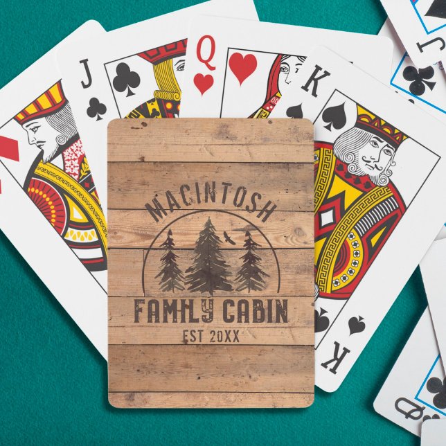 Family Cabin Rustic Wood Personalised Playing Cards (Creator Uploaded)