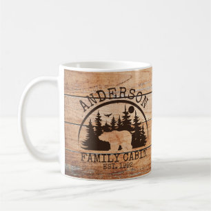 Family Cabin wooden Name Personalized Rustic  Coffee Mug