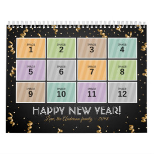 Family Calendar Template 2023 Glitter Custom Photo