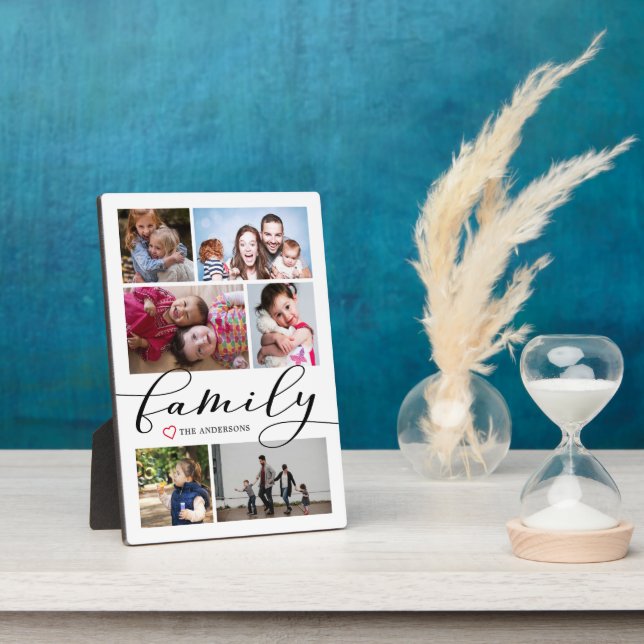 Family Calligraphy Script Photo Collage Plaque (Side)